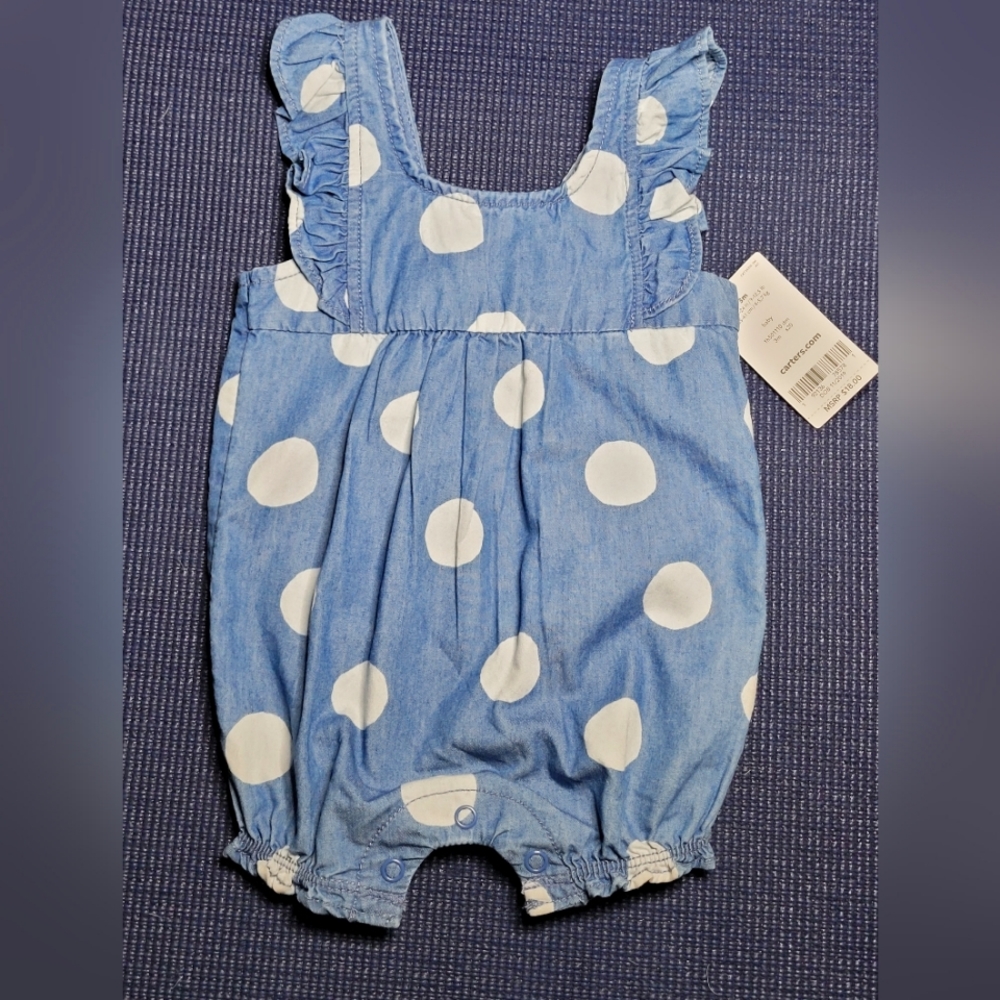 Carter's Polka Dot Chambray Sun Romper 3M